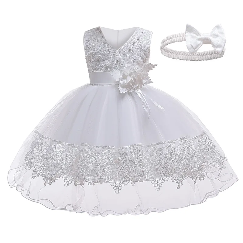 White Trailing Baby Ball Gown 4