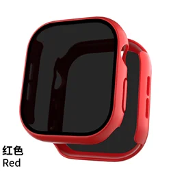 Privacy Tempered Glass and Case Combo for Apple Watch - Anti-Peeping Screen Protector with PC Cover (Red)