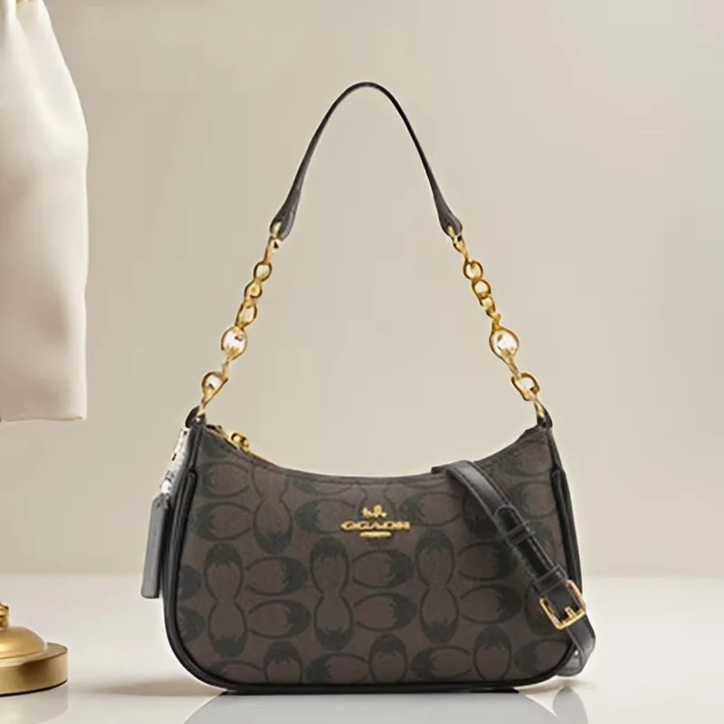 2026 Damen-Kettentasche mit geometrischem Muster, Umhängetasche, Schultertasche, Damen-Unterarmtasche, geeignet für den täglichen Outfit.