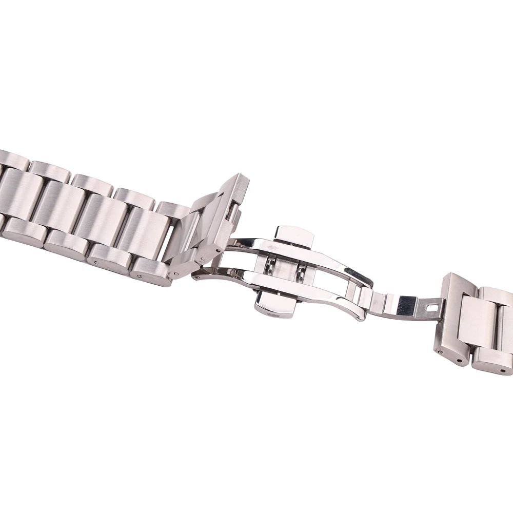 Elegant Brushed Stainless Steel Watch Band Bracelet - Unisex Versatile Design