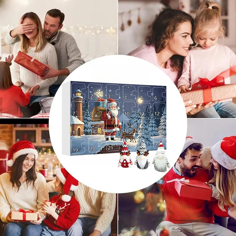 Christmas Gnome Countdown Calendar Xmas Advent Calendar Blind Box With Collectible Plush Doll Toy