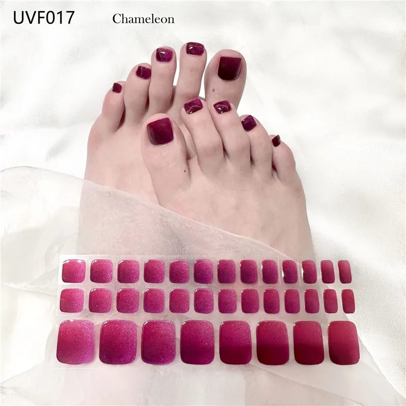 Solid Color Toe Gel Nail Strips Full Adhesive Waterproof Korean Semi Cured Foot Gel Nail Art Wraps UV Lamp Need Nails Stickers nail stickers,nail art decoration,nail decals
