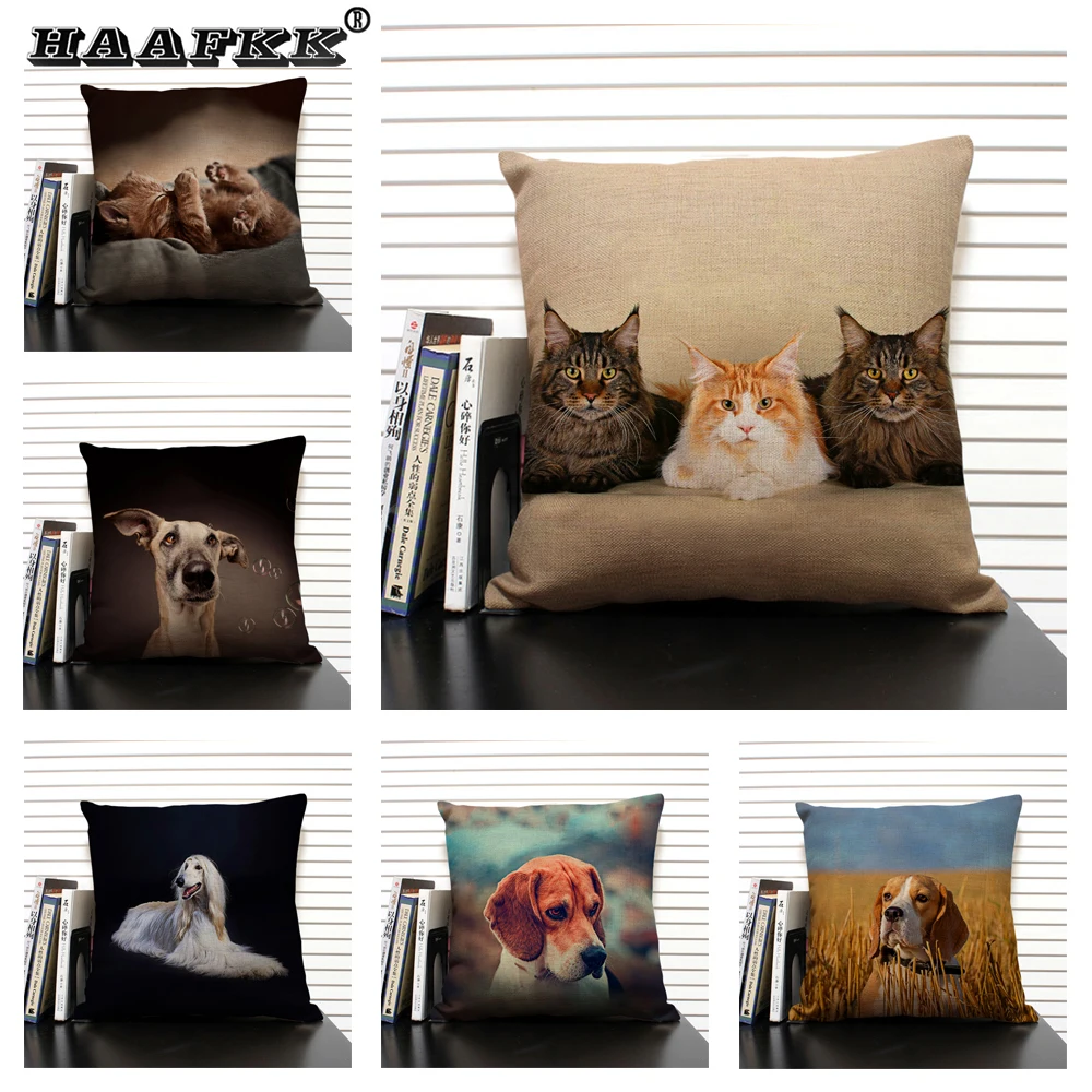 Animal Pillow Cover Linen Cushion Cover Cushion Cover Cats Linen