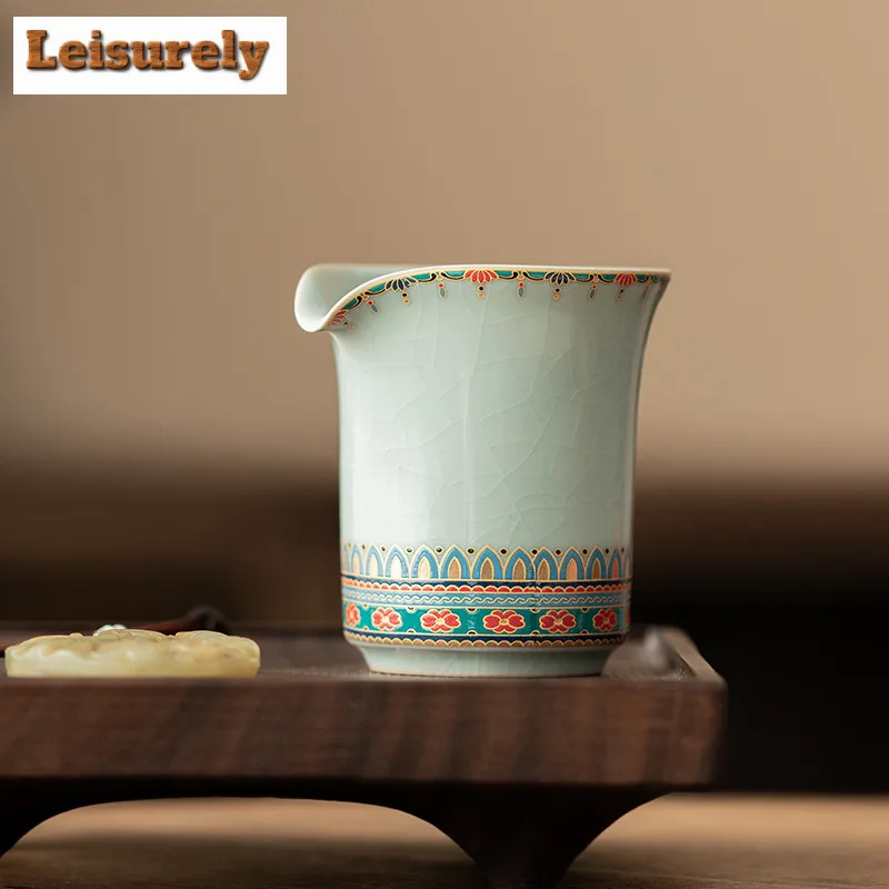 175ml Ru Kiln Dunhuang Treasure Flower Tea Pitcher Divide Tea Cha Hai Dispenser Justice Cup Fair Mug Chinese Tea Set Supplies