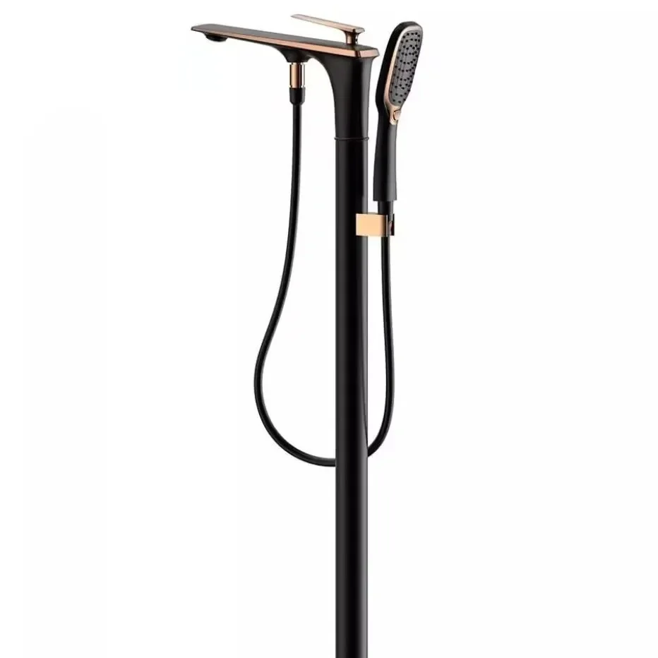 Floor Standing Bathtub Faucet Brass Bath Faucet Independent Cold and Hot Water Shower Faucet Tub Mixer Tap Handshower Mixer 5