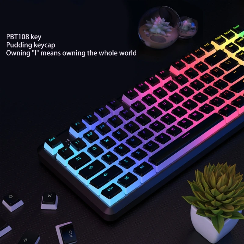 keyboard with touchpad for pc Game Translucent Keycap for Mechanical Keyboards Diy Keycap Pink  Double Shot PBT Black Full 104/108 Key Set  Pudding Keycaps pc keypad