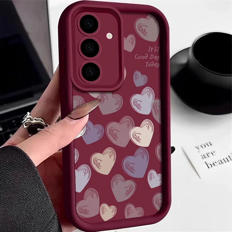 Candy Color Love Hearts Phone Case - Stylish and Protective Cover
