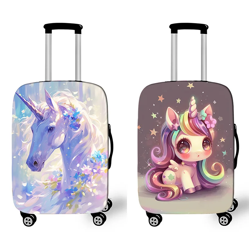 Luggage cover colorful unicorn travel cartoon elastic suitcase protective anti-dust trolley