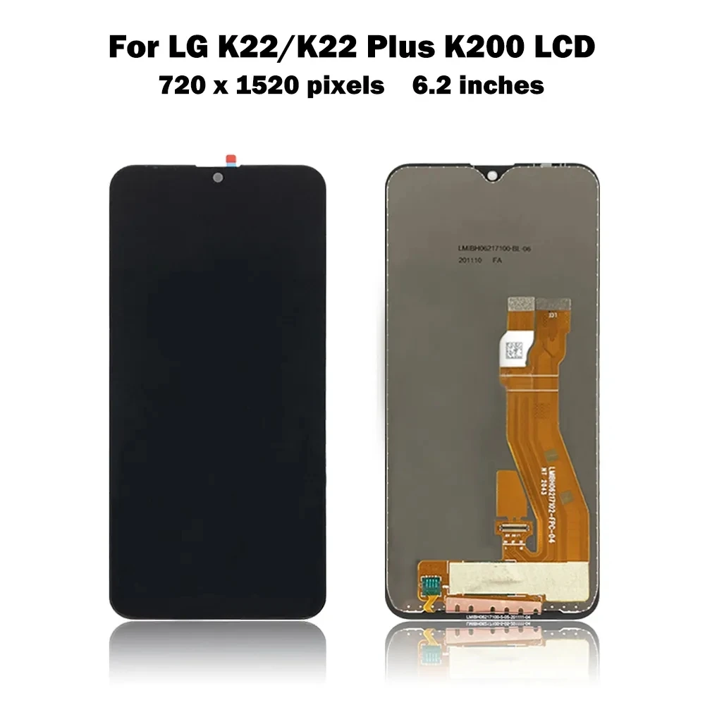100% Original LCD For LG K22 Display Touch Screen Assembly Digitizer For LG K22 Plus LCD Screen LM-K200BAW Wirh Frame
