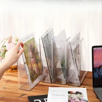 6 Pcs Clear Acrylic Magazine File Holder Plastic Desk Organizer with Handle Basics Vertical, Magazines Racks 1