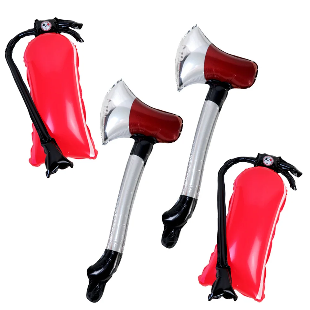 

4 Pcs Firefighter Birthday Party Decorations Fire Extinguisher Foil Balloons Axe Balloon Fire Truck Firefighting Party Balloons