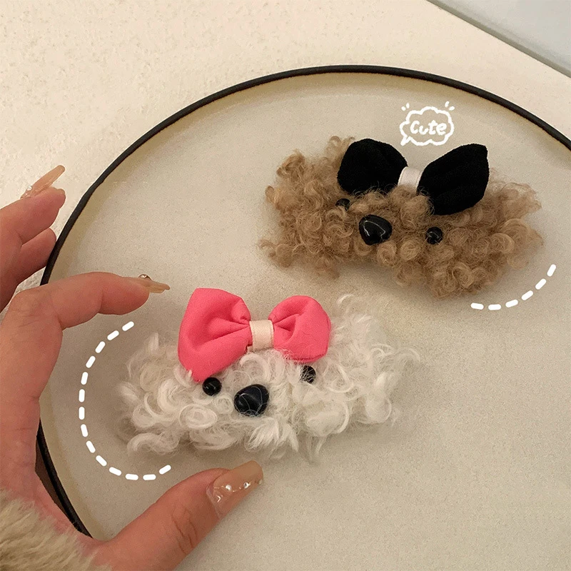 

Lamb Hair, Puppy, Hairpin Girl, Autumn And Winter, Japanese Niche Bow Side Clip Girl