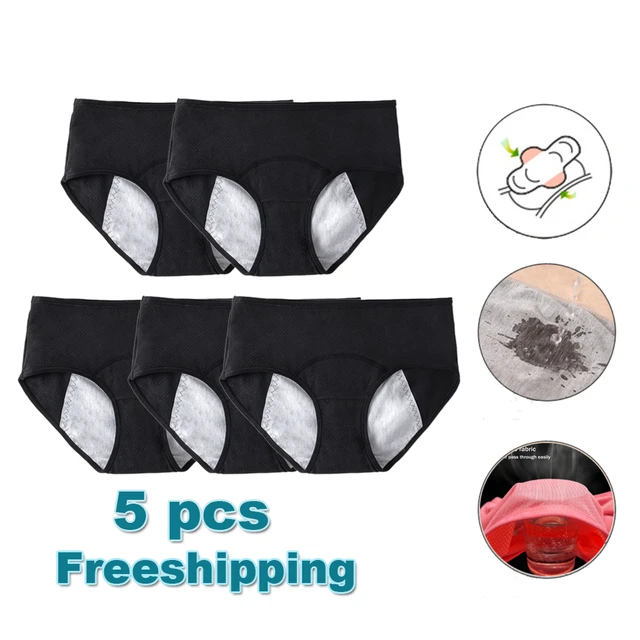 5pcs/Set Leak Proof Menstrual Panties Women Period Underwear Sexy Pants  Physiological Underwear Plus Size Waterproof Briefs - AliExpress