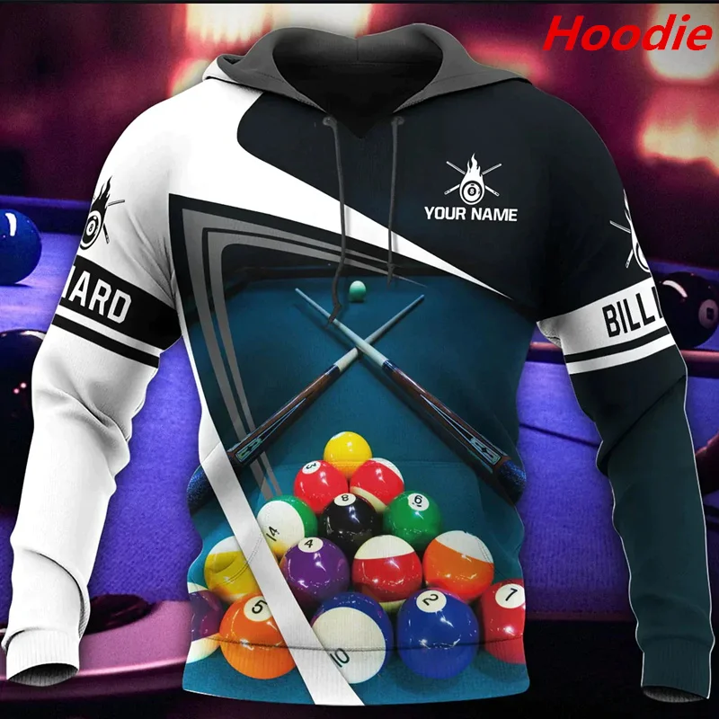 

Fashion Autumn Hoodie Personalized Name Billiard 3D Printed Men's Zipper Hoodie Unisex Harajuku Street Casual Sweatshirt F0032