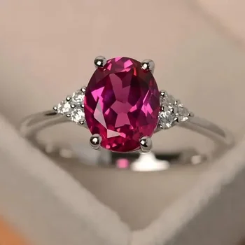 Trendy Minimalist Inlay Rose Red Color Zircon Ring For Women Fashion Rings Accessories Custom Jewelry 1