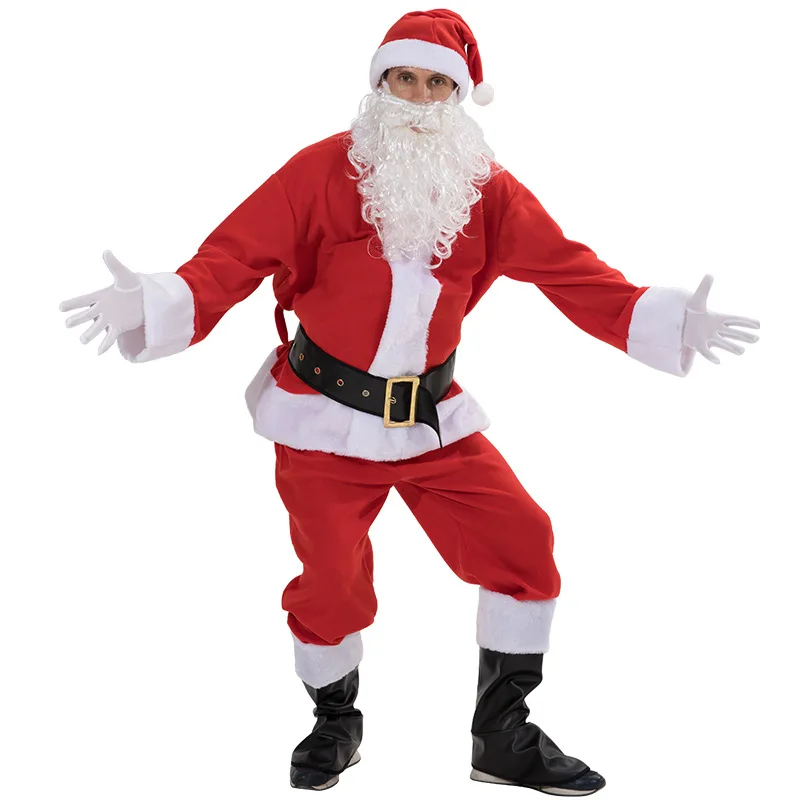 

Santa Claus Suit Seven-piece Luxury Masonry Velvet Christmas Atmosphere Stage Drama Performance Costume Cosplay Costumes