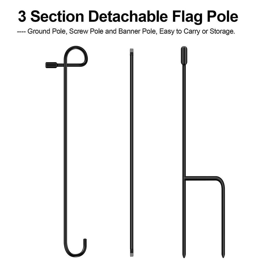 Garden Flag Stand Iron Home Yard Flag Holder Outdoor Lawn Banner Pole with Spring Stopper