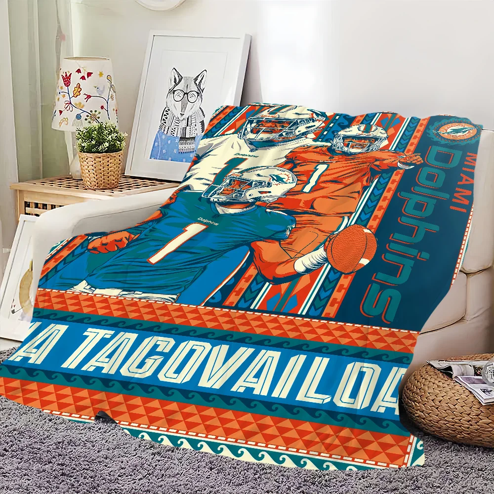 Fashion design M-Miami D-Dolphins comfort warm soft plush blanket for sofa living room office bedroom travel Flannel gift 2
