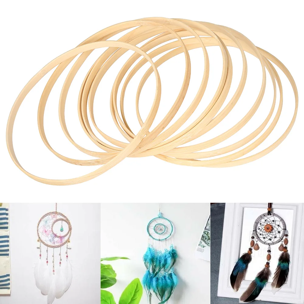 Description Picture 4 of item10pcs 26cm Wooden Bamboo Rings Floral Hoops Wreath Rings Handmade Floral Hoop Macrame Craft Hoop Rings for DIY Dream Catcher