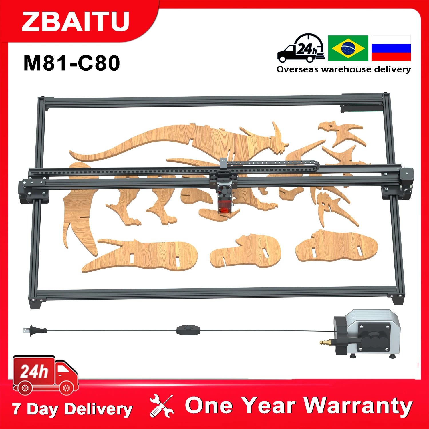 Incisore Laser M81 80W, Testa Laser 10W Out, Macchina Per Incidere Di Taglio Wifi Zbaitu Con Pompa Ad Aria