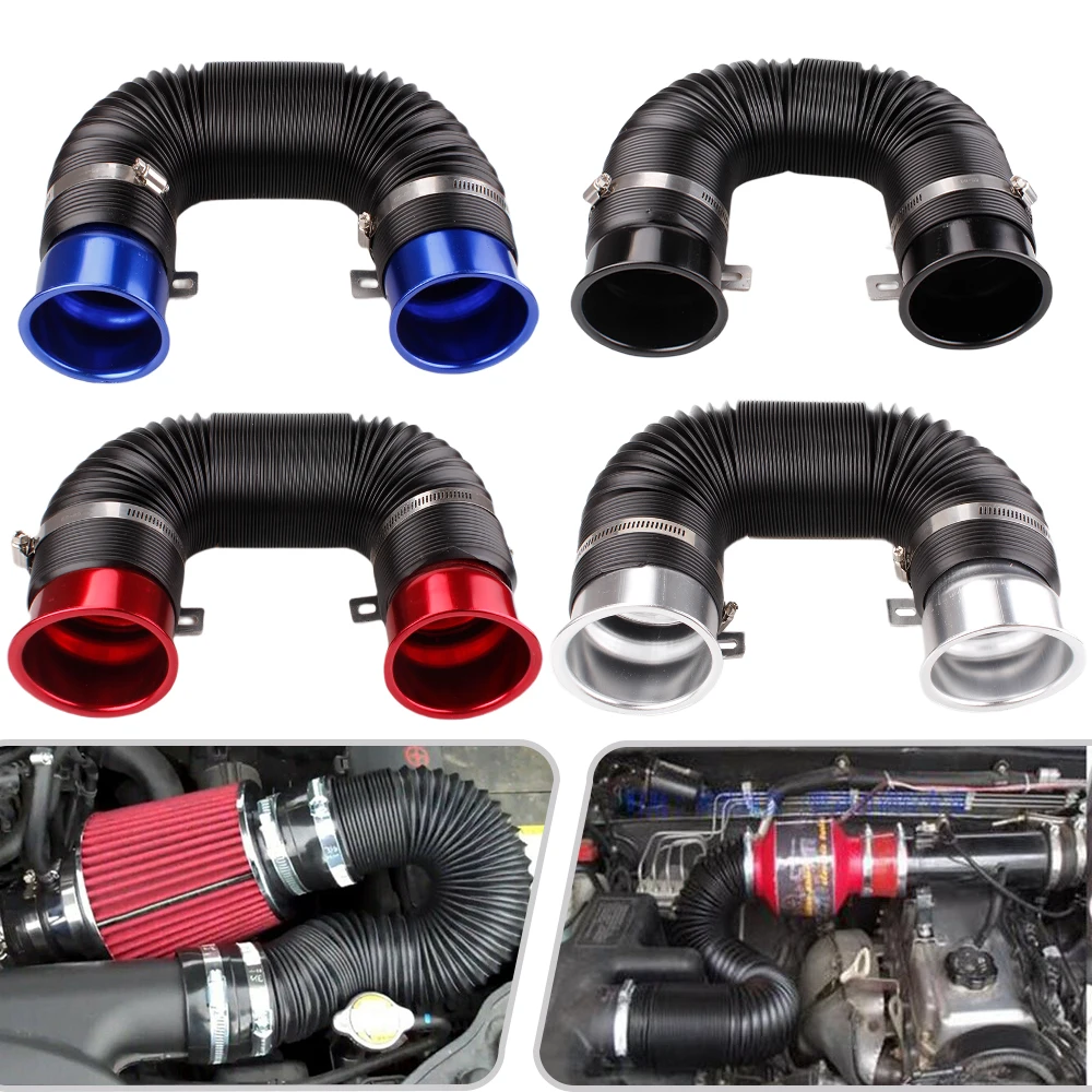 

New 76MM Caliber Car Cold Air Turbo Intake Inlet Pipe Adjustable Flexible Duct Tube Hose Cold Feed Duct Pipe Universal High Flow