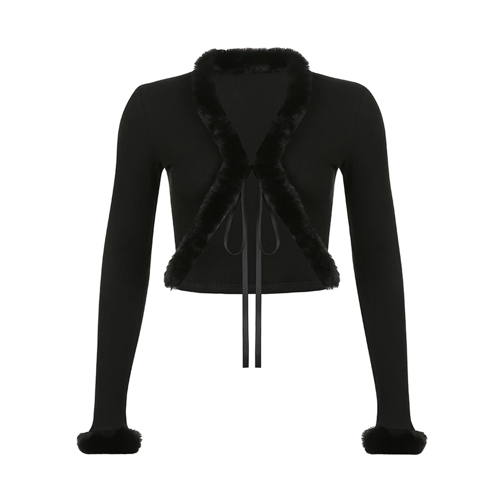 여성용 자른 어깨 걸이 모피 칼라 캐주얼 솔리드 컬러 니트 긴 소매 카디건 코트 탑 streetwear 기질 통근자 탑