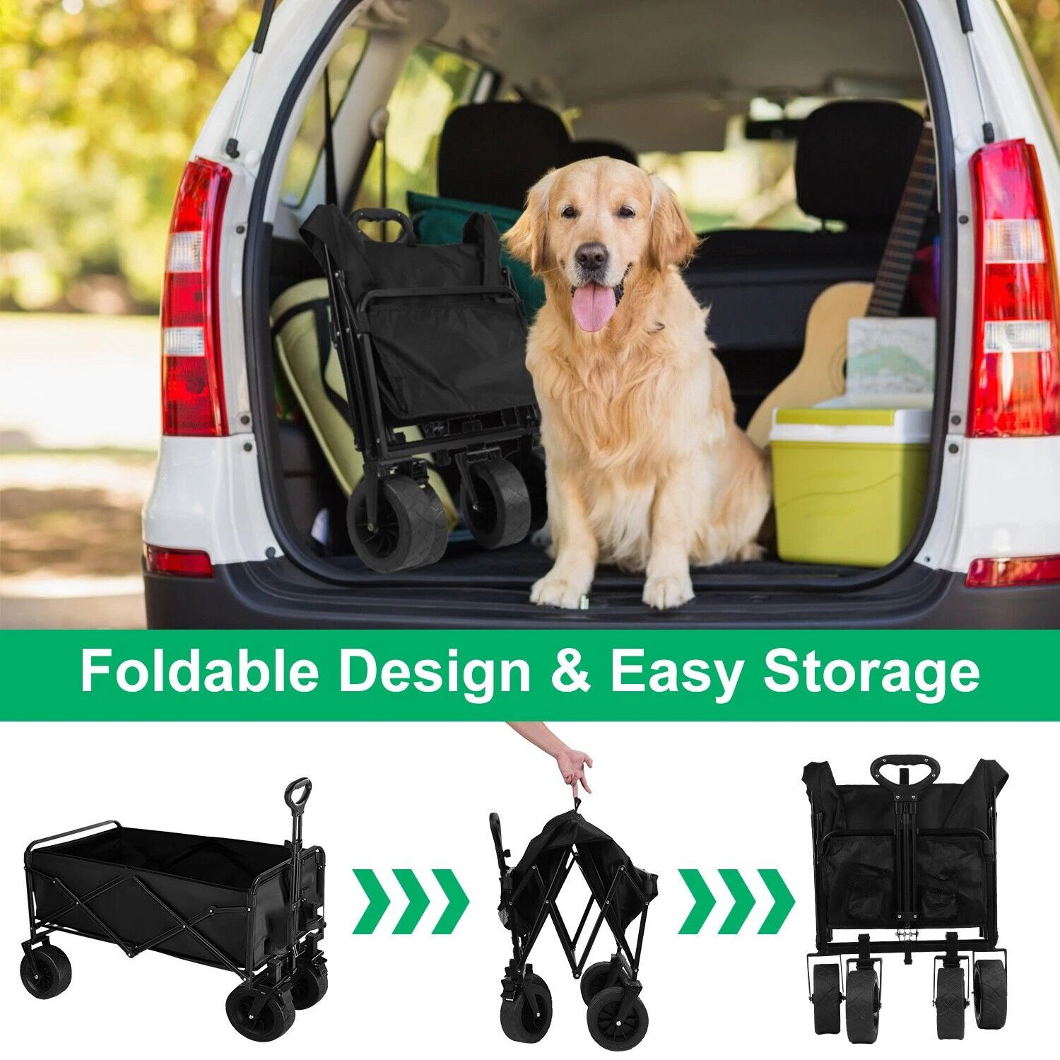 Large Capacity Collapsible Utility Wagon for Picnic Beach or Camping 6