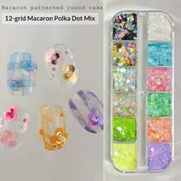 Mini paillettes circulaires colorées mixtes pour ongles, sequins à motifs ondulés, fleurs scintillantes, décorations pour ongles DIY, breloques pour ongles, 12 compartiments 3