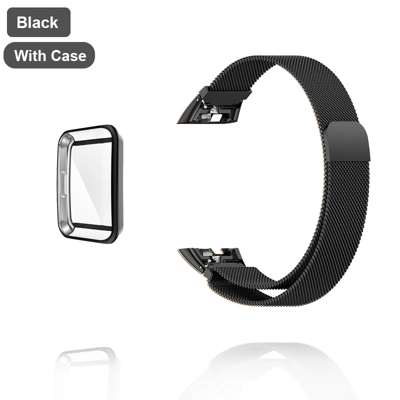 Milanese Magnetic Loop Metal Strap with TPU Case & Screen Protector Film