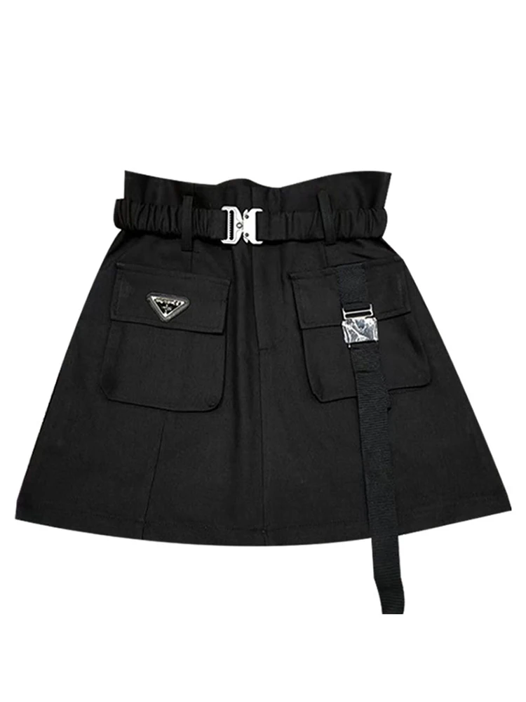 

Women Harajuku Fashion Vintage Cargo Skirt Grunge Gyaru A-line Skirts With Belt Cyber Punk Y2k Streetwear 2000s Aesthetic Tide