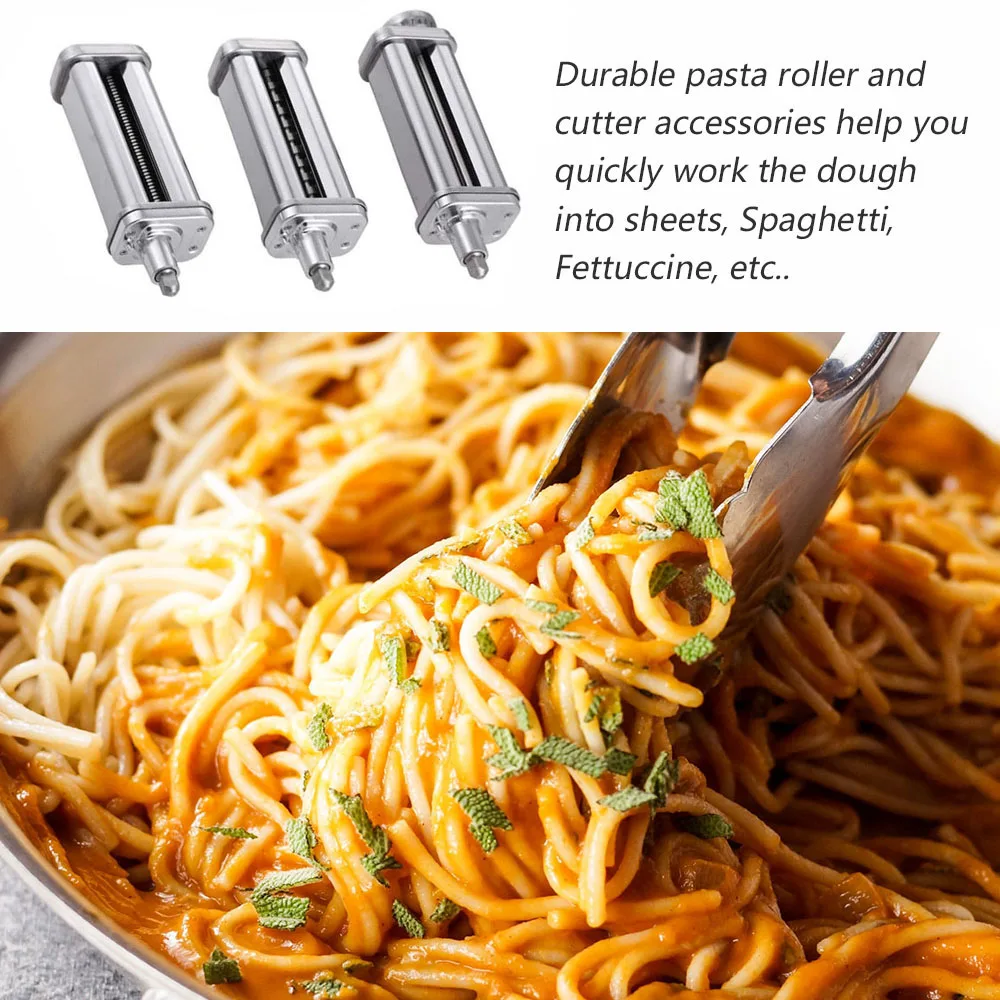 Pasta Maker Attachment 3-in-1 Pasta Roller Cutter Parts Noodles Press Machine Compatible with KitchenAid Stand Mixers
