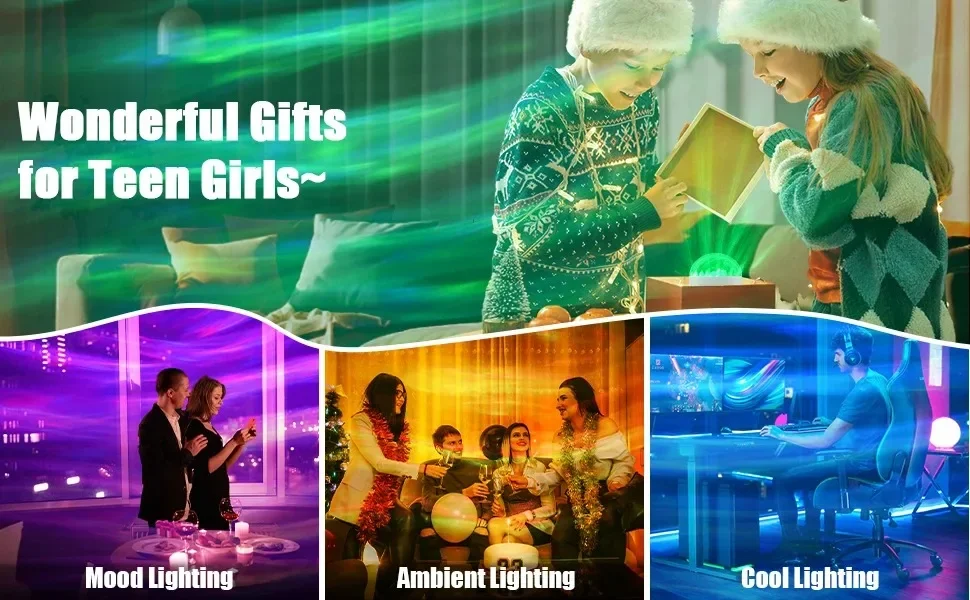 LED Aurora Projector Light Northern Lights Effect 16Color-Changing Light Show Suitable for Bedroom Living Room Party Decorations
