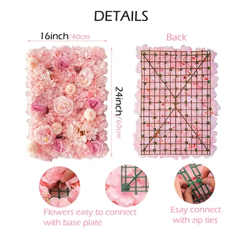 Silk Rose Flowers 3D Backdrop Wall Wedding Decoration Artificial Flower Wall Panel for Home Decor Backdrops Baby Shower 3