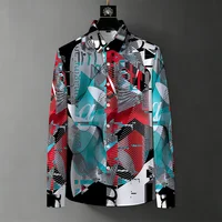 Chemise Homme Luxe à Imprimé Géométrique, Manches Longues, Printemps/Automne 2026, Infroissable, Décontractée Chic, Haut Polyvalent 4
