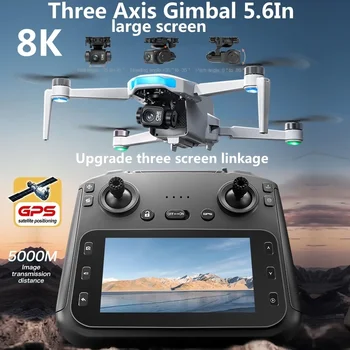 Drone GPS con Schermo, Gimbal Anti-vibrazione a 3 Assi, Droni Aerei Brushless 4K, Quadricottero RC 5G GPS, Drone con Fotocamera HD 8K, Regalo Giocattolo per Ragazzi