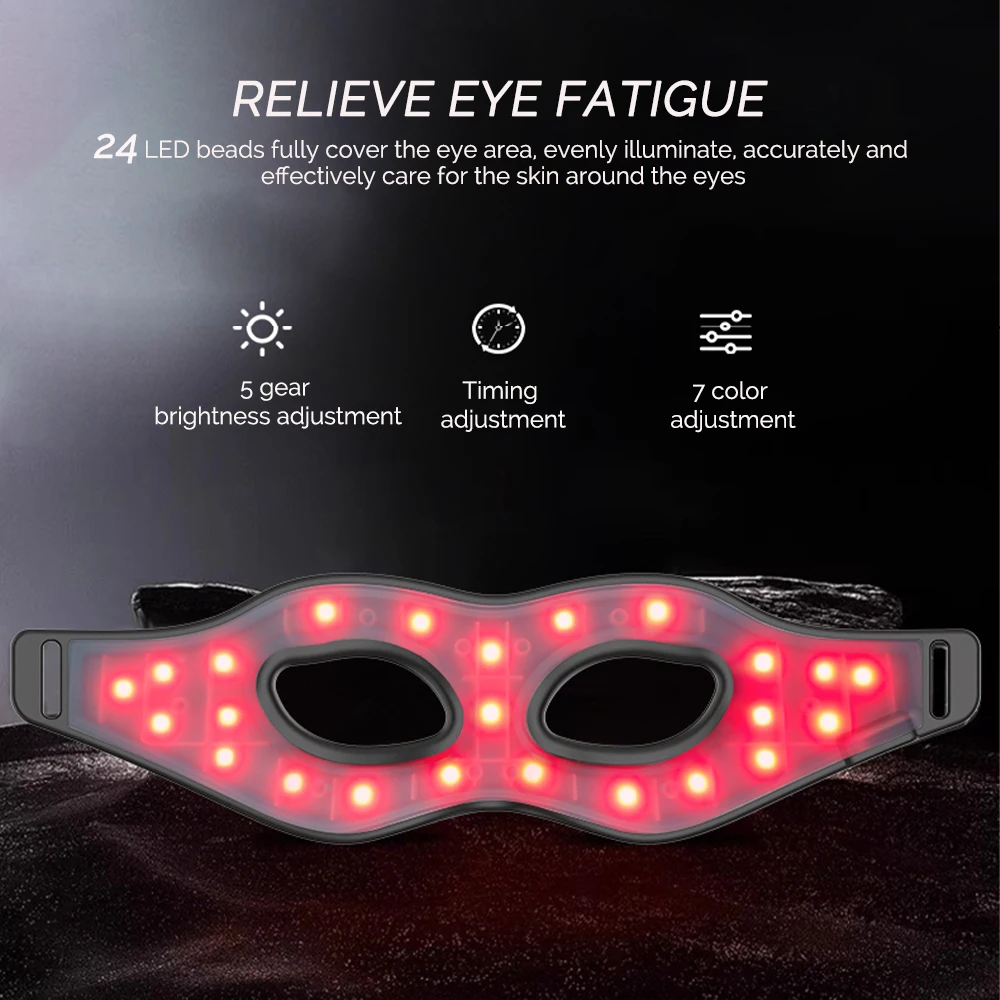 7 Color LED Silicone Eye Beauty Device Light 24 LED Therapy Eye Anti Wrinkle Aging Smooth Eye Fine Line Lighten Dark Circles