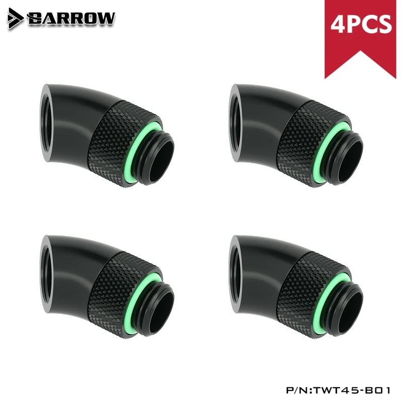 Barrow TWT45-B01, Raccordo Rotante Da 45 Gradi, Adattatore G1/4" Ruotabile 45, Per Apparecchiature Di Raffreddamento, Regolazione Della Direzione Di Connessione