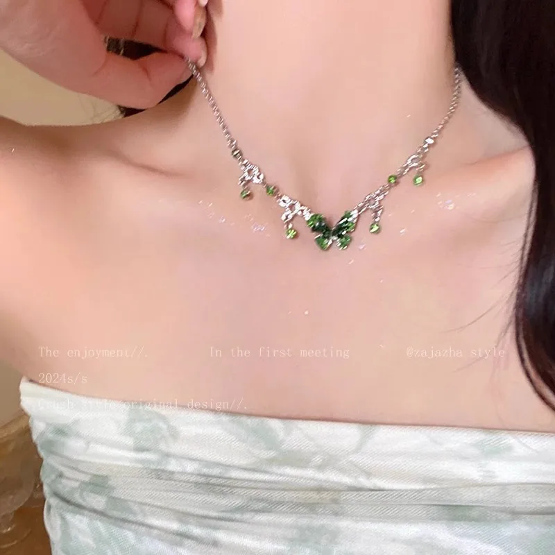 2024 جديد الحلو الأخضر التدرج فراشة شرابة الطبقات...