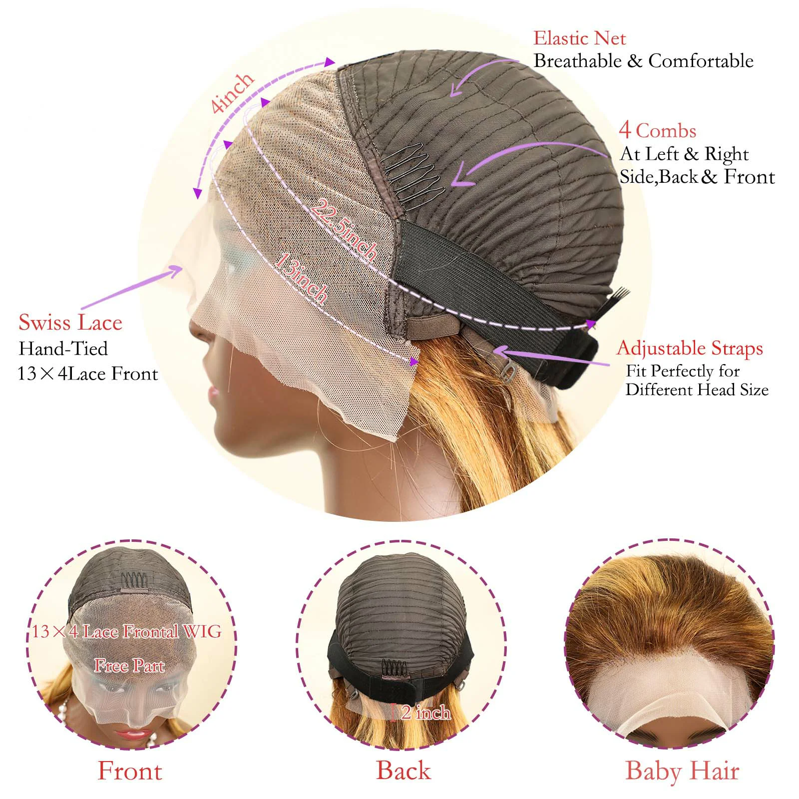 P4/27 Bob Lace Frontal Wig Highlight Bob Wig Human Hair Wigs Brazilian Straight Lace Front Wig For Women Colored Honey Blonde