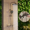 Grey Shower System Set Bathroom Rainfall Wall Mount Mixer Shower Faucet Full Set Modern Bathtub Shower Apartment Hotel 1