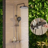 Grey Shower System Set Bathroom Rainfall Wall Mount Mixer Shower Faucet Full Set Modern Bathtub Shower Apartment Hotel 1