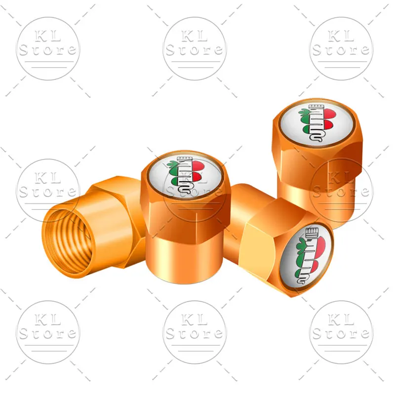 Set of 4 Premium Auto Exterior Logo Metal Tire Valve Caps Dust Covers