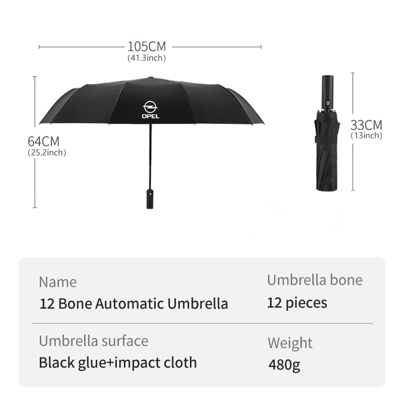 12 Bone Car Folding Umbrella Automatic Sunshade for Opel Corsa Astra H G J Insignia Vectra Zafira Meriva