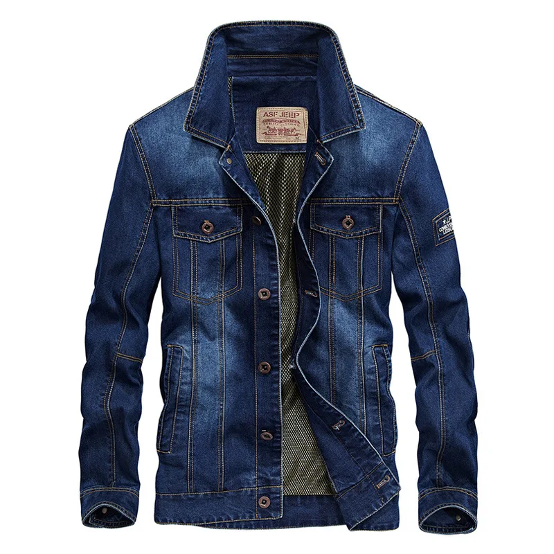 Mens Denim Jacket Turn Down Collar Oversized Casual Coat Spring Autumn Winter Streetwear Vintage Plus Size - 5