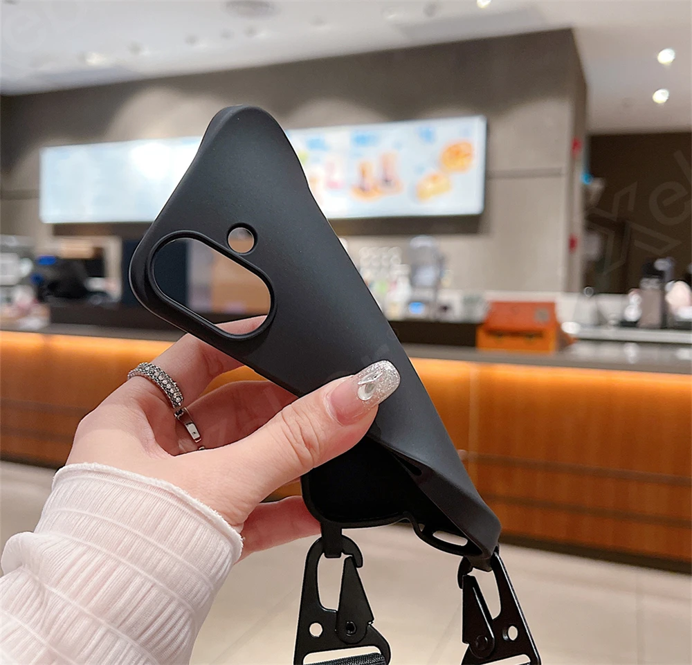 Crossbody Necklace Lanyard Cord Soft Silicone Phone Case For iPhone 16 15 13 11 12 14 Pro Max XS XR X 7 8 Plus Shockproof Cover_voghion.com