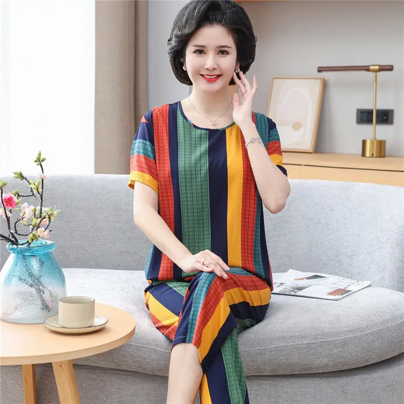 Cotton Sleepwear Women Summer Short Sleeve Pajamas Sets Loose Homewear Loungewear Shorts Nightwear Korean Casual Sportswear