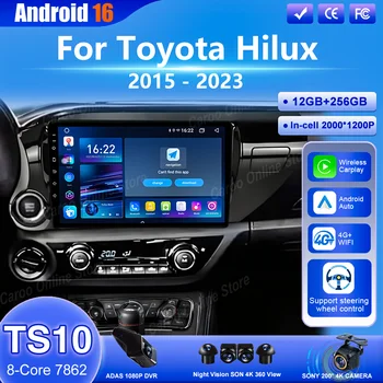 Android 16 para Toyota Hilux 2015 -2023 Auto Carplay Radio DVD para coche navegación estéreo GPS reproductor Multimedia accesorios para coche WIFI 1