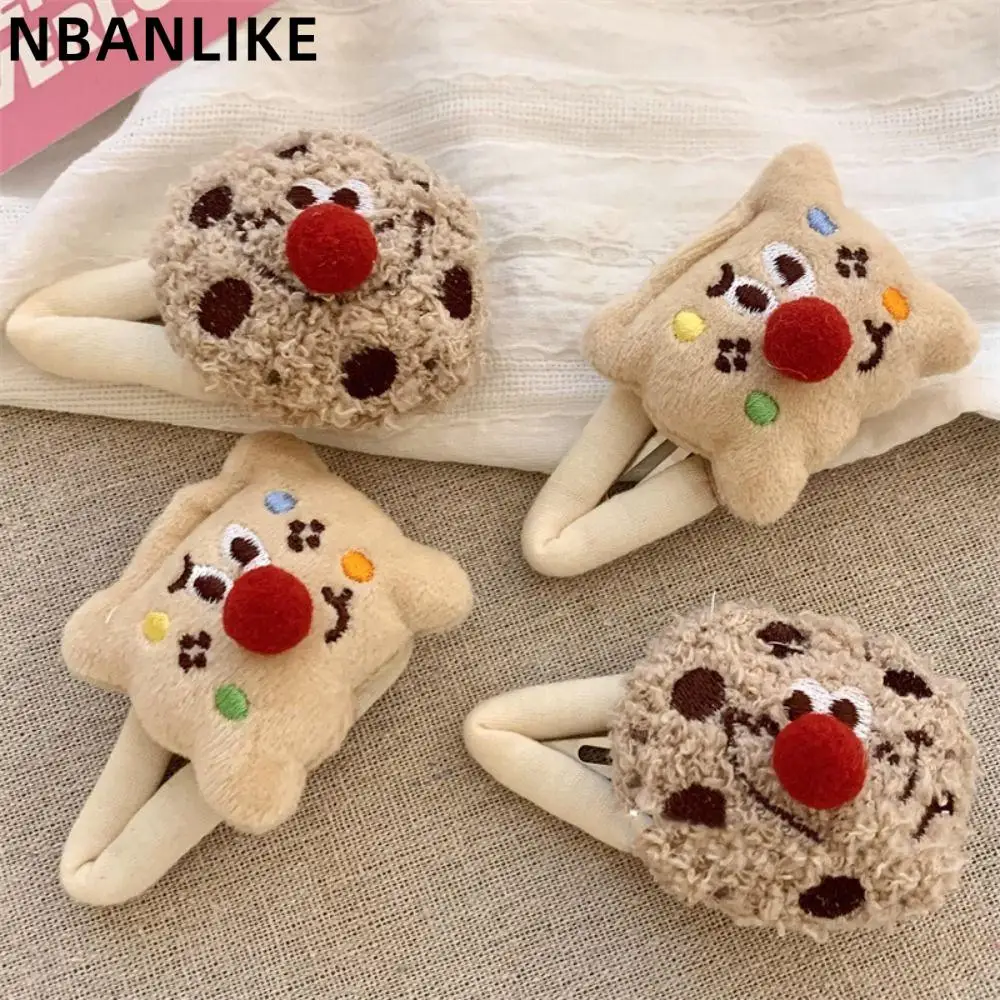 

1 PC Cartoon Plush Cookie BB Hair Clip 8cm Sweet Fluffy Barrettes Autumn Hair Accessories