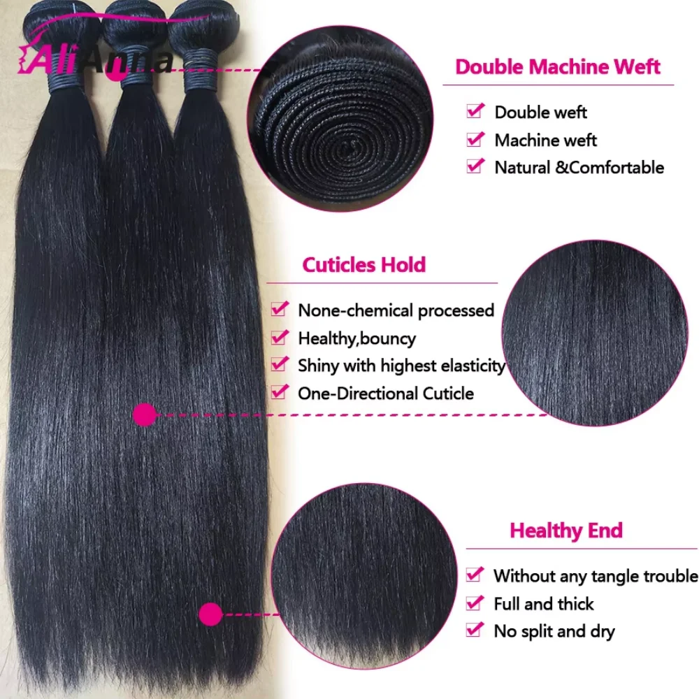 Extension e Ciocche di Capelli Umani Lisci 13x4 13x6 HD Lace Frontal, Offerte Bundle di Capelli Umani al 100% con Chiusura, Capelli Brasiliani per Donna - immagine 4