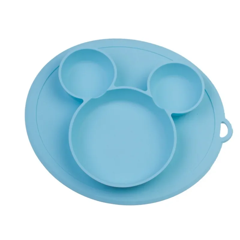 

Baby Silicone Plate Cartoon Integrated Baby Eating Division Plate Children Training Complementary Food Bowl Tableware